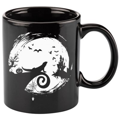 Halloween Costume for Bearded Dragon Spooky Moon Silhouette 11oz C Handle Ceramic Mug