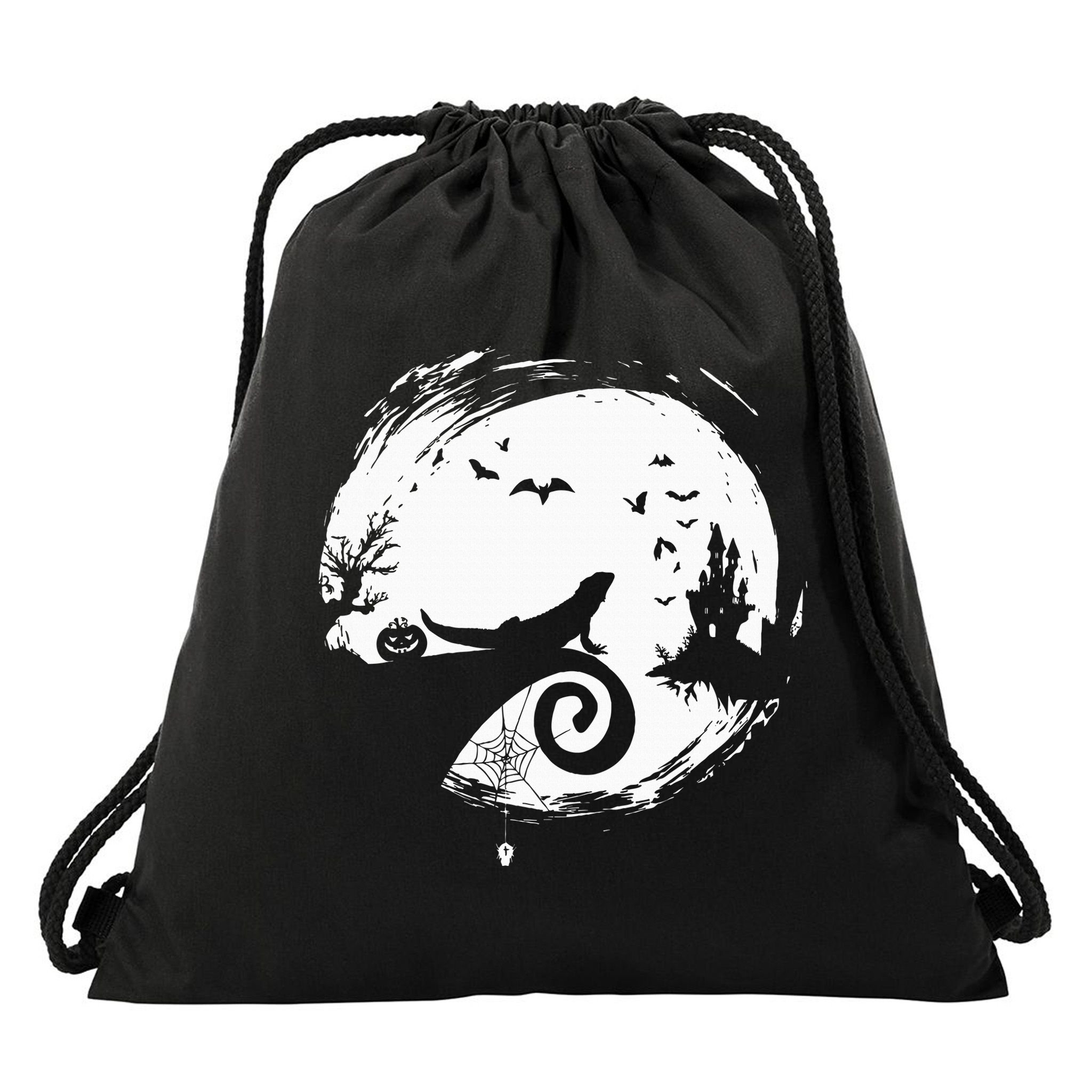Halloween Costume for Bearded Dragon Spooky Moon Silhouette Drawstring Bag