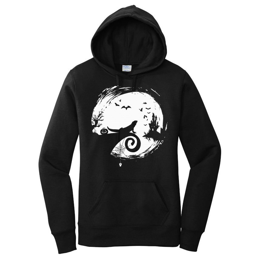 Halloween Costume for Bearded Dragon Spooky Moon Silhouette Women's Pullover Hoodie