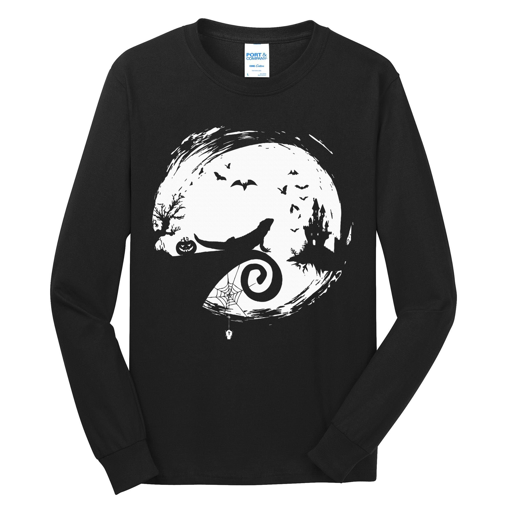 Halloween Costume for Bearded Dragon Spooky Moon Silhouette Tall Long Sleeve T-Shirt