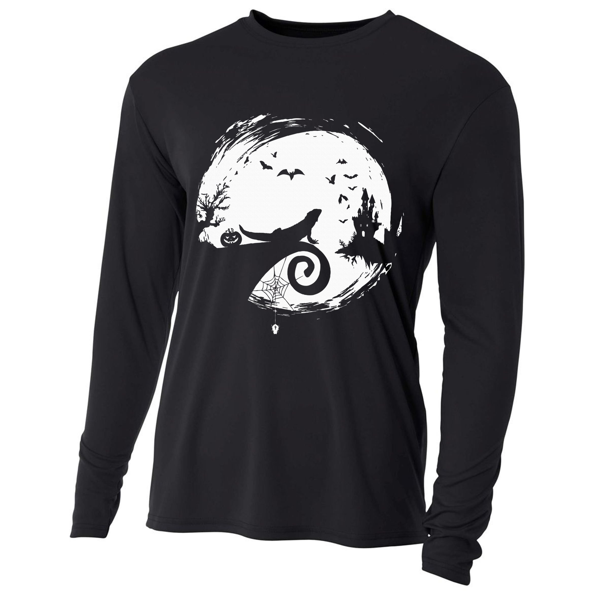 Halloween Costume for Bearded Dragon Spooky Moon Silhouette Cooling Performance Long Sleeve Crew