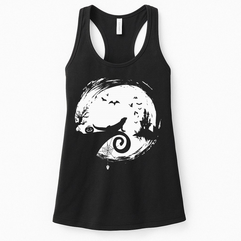 Halloween Costume for Bearded Dragon Spooky Moon Silhouette Womens Tank Top