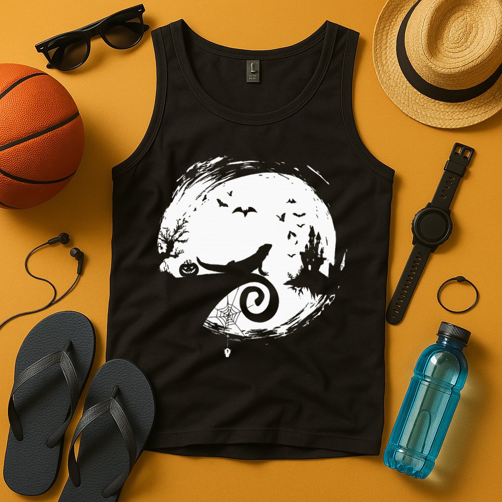 Halloween Costume for Bearded Dragon Spooky Moon Silhouette Tank Top