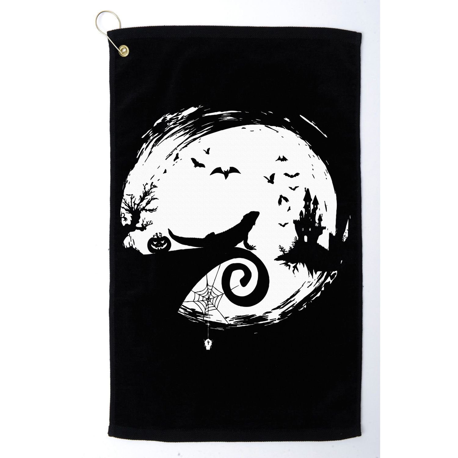 Halloween Costume for Bearded Dragon Spooky Moon Silhouette Golf Towel