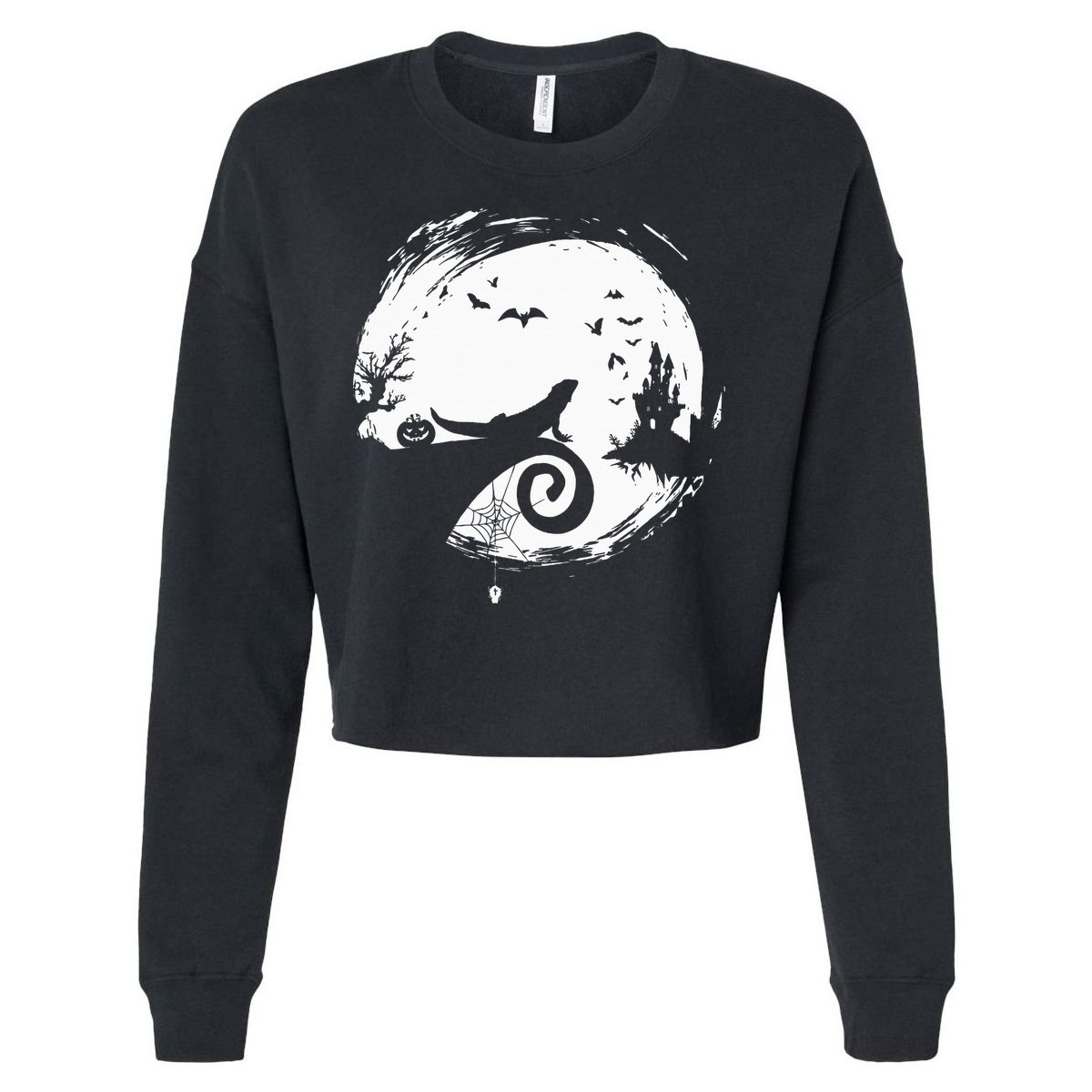 Halloween Costume for Bearded Dragon Spooky Moon Silhouette Cropped Pullover Crew