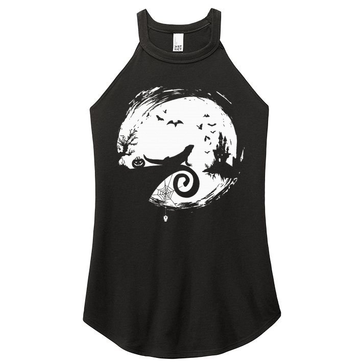 Halloween Costume for Bearded Dragon Spooky Moon Silhouette Women's Perfect Tri Rocker Tank