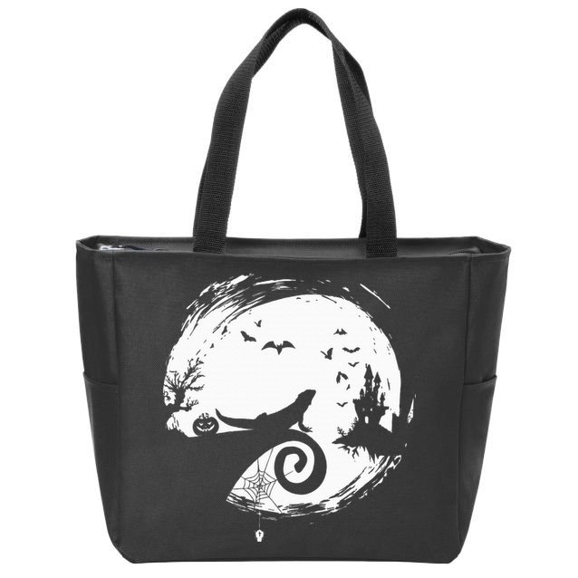 Halloween Costume for Bearded Dragon Spooky Moon Silhouette Zip Tote Bag