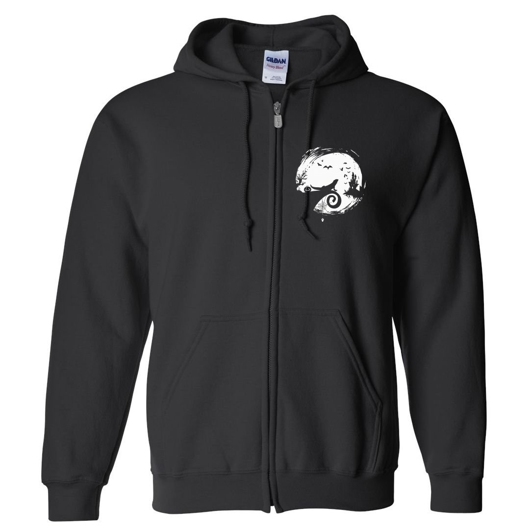 Halloween Costume for Bearded Dragon Spooky Moon Silhouette Full Zip Hoodie