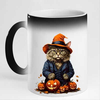 Halloween Cats Funny Cat Halloween 11oz Black Color Changing Mug