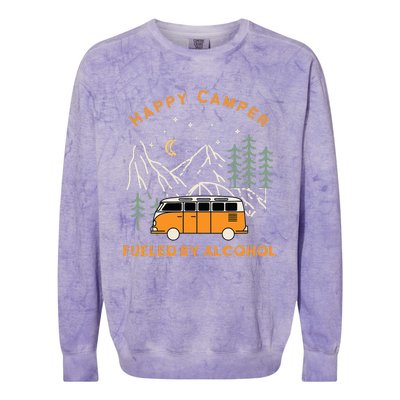 Happy Camper Fueled By Alcohol Funny Drinking Party Camping Colorblast Crewneck Sweatshirt