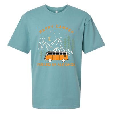 Happy Camper Fueled By Alcohol Funny Drinking Party Camping Sueded Cloud Jersey T-Shirt