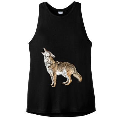 Howling Coyote Funny Coyote Hunting Ladies PosiCharge Tri-Blend Wicking Tank