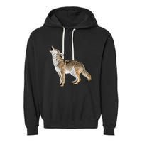 Howling Coyote Funny Coyote Hunting Garment-Dyed Fleece Hoodie