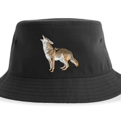 Howling Coyote Funny Coyote Hunting Sustainable Bucket Hat