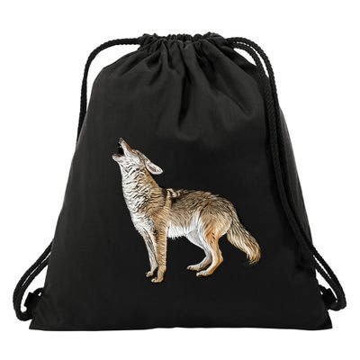 Howling Coyote Funny Coyote Hunting Drawstring Bag