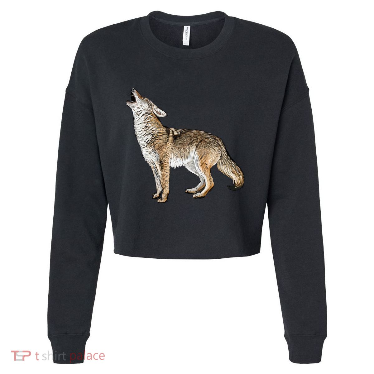 Howling Coyote Funny Coyote Hunting Cropped Pullover Crew