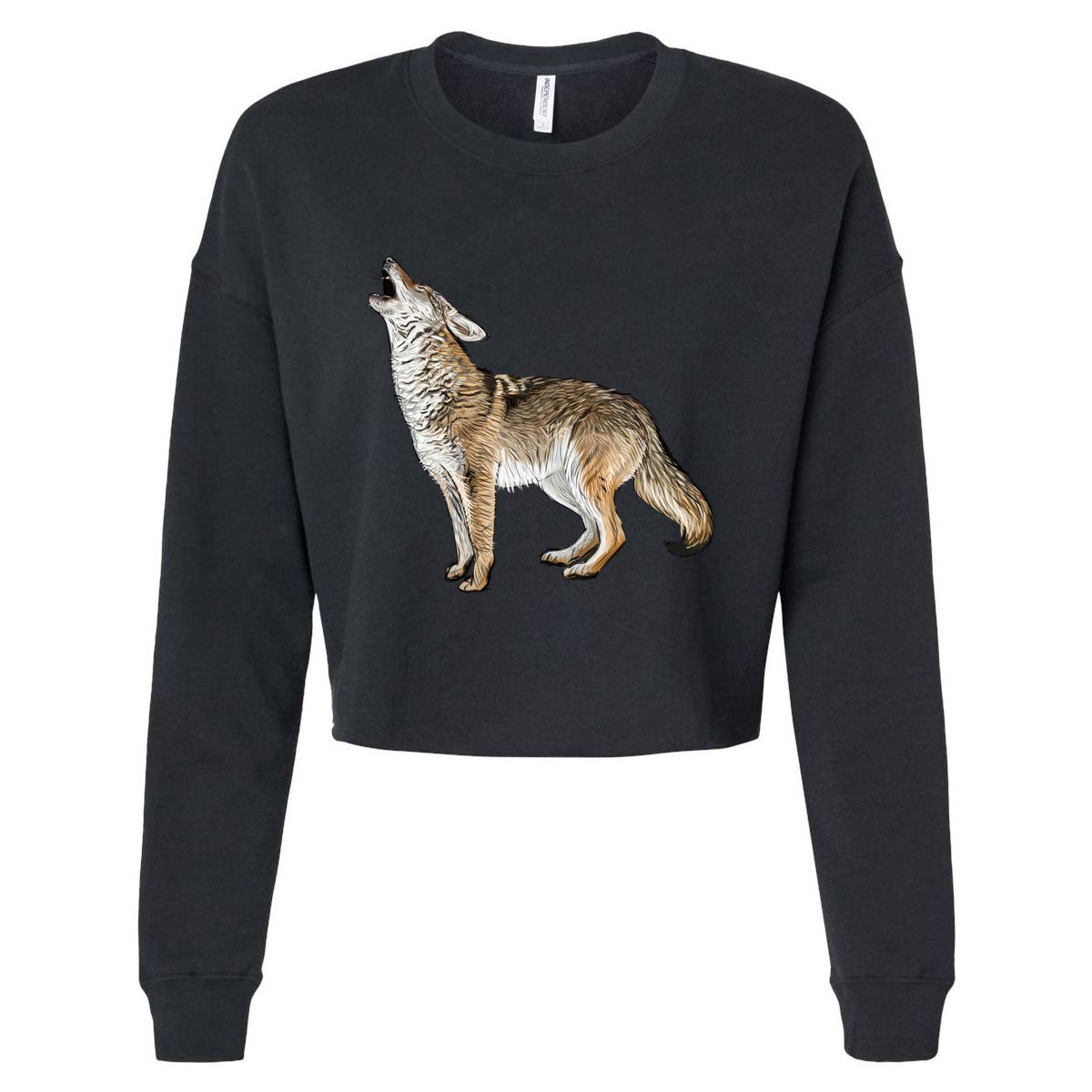 Howling Coyote Funny Coyote Hunting Cropped Pullover Crew