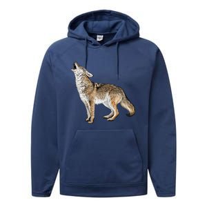 Howling Coyote Funny Coyote Hunting Performance Fleece Hoodie