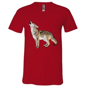 Howling Coyote Funny Coyote Hunting V-Neck T-Shirt