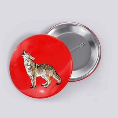 Howling Coyote Funny Coyote Hunting Button