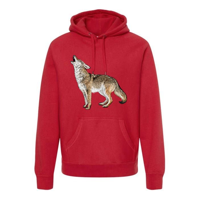 Howling Coyote Funny Coyote Hunting Premium Hoodie