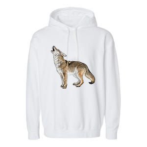 Howling Coyote Funny Coyote Hunting Garment-Dyed Fleece Hoodie