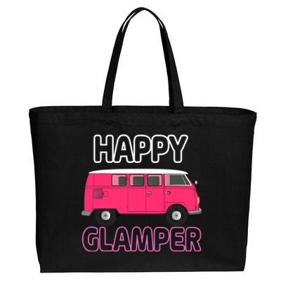 Happy Clamper Funny Camp Camper Camping Graphic Cotton Canvas Jumbo Tote