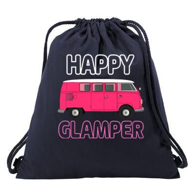 Happy Clamper Funny Camp Camper Camping Graphic Drawstring Bag