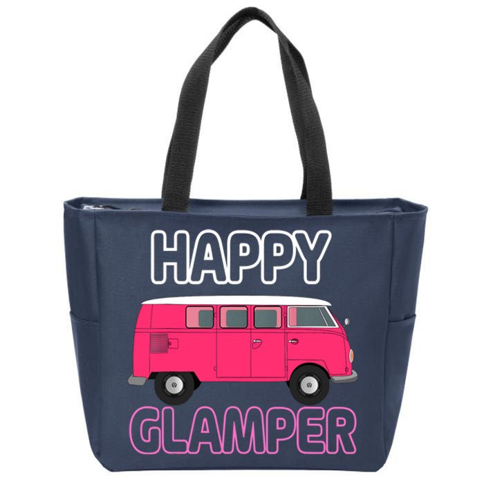 Happy Clamper Funny Camp Camper Camping Graphic Zip Tote Bag