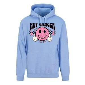 Hey Cancer Funny Breast Cancer Awareness Happy Face Gift Unisex Surf Hoodie