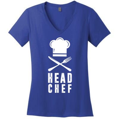 Head Chef Family Outfits Group Matching Sous Chef Mom Gift Women's V-Neck T-Shirt