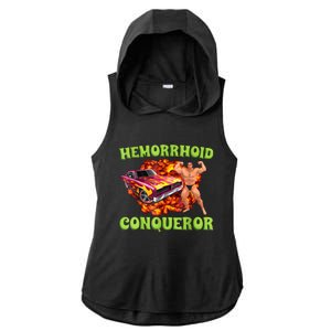 Hemorrhoid Conqueror Funny Meme Weird Offensive Cringe Joke Ladies PosiCharge Tri-Blend Wicking Draft Hoodie Tank