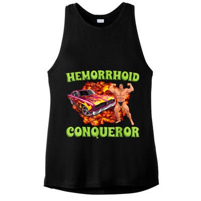 Hemorrhoid Conqueror Funny Meme Weird Offensive Cringe Joke Ladies PosiCharge Tri-Blend Wicking Tank
