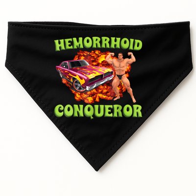 Hemorrhoid Conqueror Funny Meme Weird Offensive Cringe Joke USA-Made Doggie Bandana