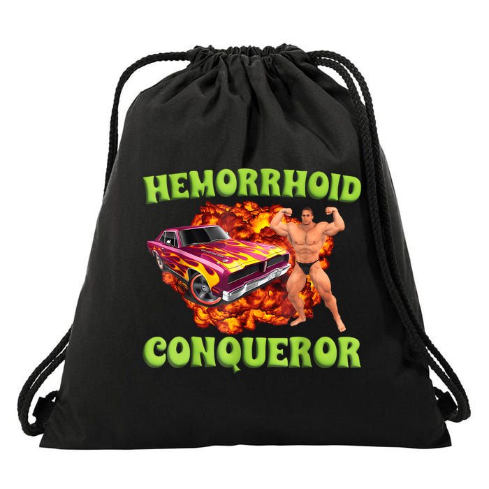 Hemorrhoid Conqueror Funny Meme Weird Offensive Cringe Joke Drawstring Bag