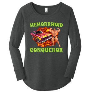 Hemorrhoid Conqueror Funny Meme Weird Offensive Cringe Joke Women's Perfect Tri Tunic Long Sleeve Shirt