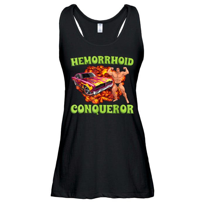 Hemorrhoid Conqueror Funny Meme Weird Offensive Cringe Joke Ladies Essential Flowy Tank