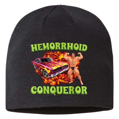 Hemorrhoid Conqueror Funny Meme Weird Offensive Cringe Joke Sustainable Beanie