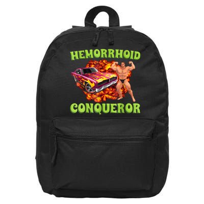 Hemorrhoid Conqueror Funny Meme Weird Offensive Cringe Joke 16 in Basic Backpack