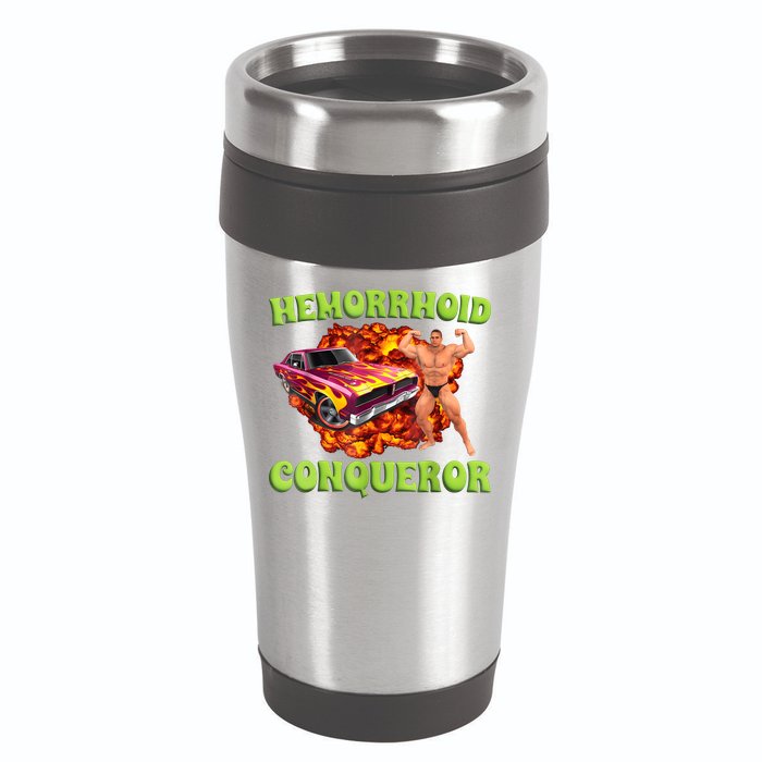 Hemorrhoid Conqueror Funny Meme Weird Offensive Cringe Joke 16oz Travel Tumbler