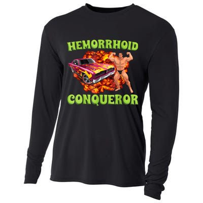 Hemorrhoid Conqueror Funny Meme Weird Offensive Cringe Joke Cooling Performance Long Sleeve Crew