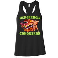 Hemorrhoid Conqueror Funny Meme Weird Offensive Cringe Joke Women's Racerback Tank