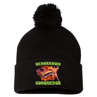 Hemorrhoid Conqueror Funny Meme Weird Offensive Cringe Joke Pom Pom 12in Knit Beanie