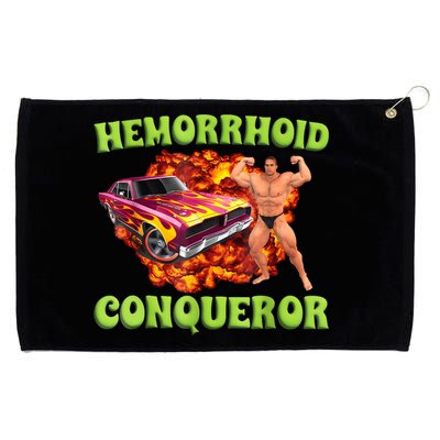 Hemorrhoid Conqueror Funny Meme Weird Offensive Cringe Joke Grommeted Golf Towel