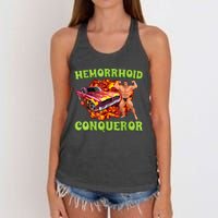 Hemorrhoid Conqueror Funny Meme Weird Offensive Cringe Joke Women's Knotted Racerback Tank