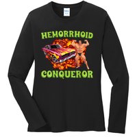 Hemorrhoid Conqueror Funny Meme Weird Offensive Cringe Joke Ladies Long Sleeve Shirt