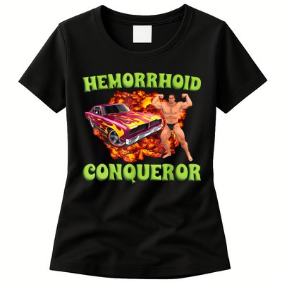 Hemorrhoid Conqueror Funny Meme Weird Offensive Cringe Joke Womens T-Shirt