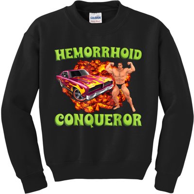 Hemorrhoid Conqueror Funny Meme Weird Offensive Cringe Joke Kids Sweatshirt
