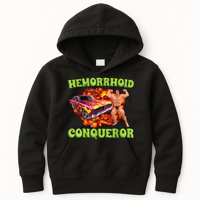 Hemorrhoid Conqueror Funny Meme Weird Offensive Cringe Joke Kids Hoodie