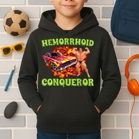 Hemorrhoid Conqueror Funny Meme Weird Offensive Cringe Joke Kids Hoodie